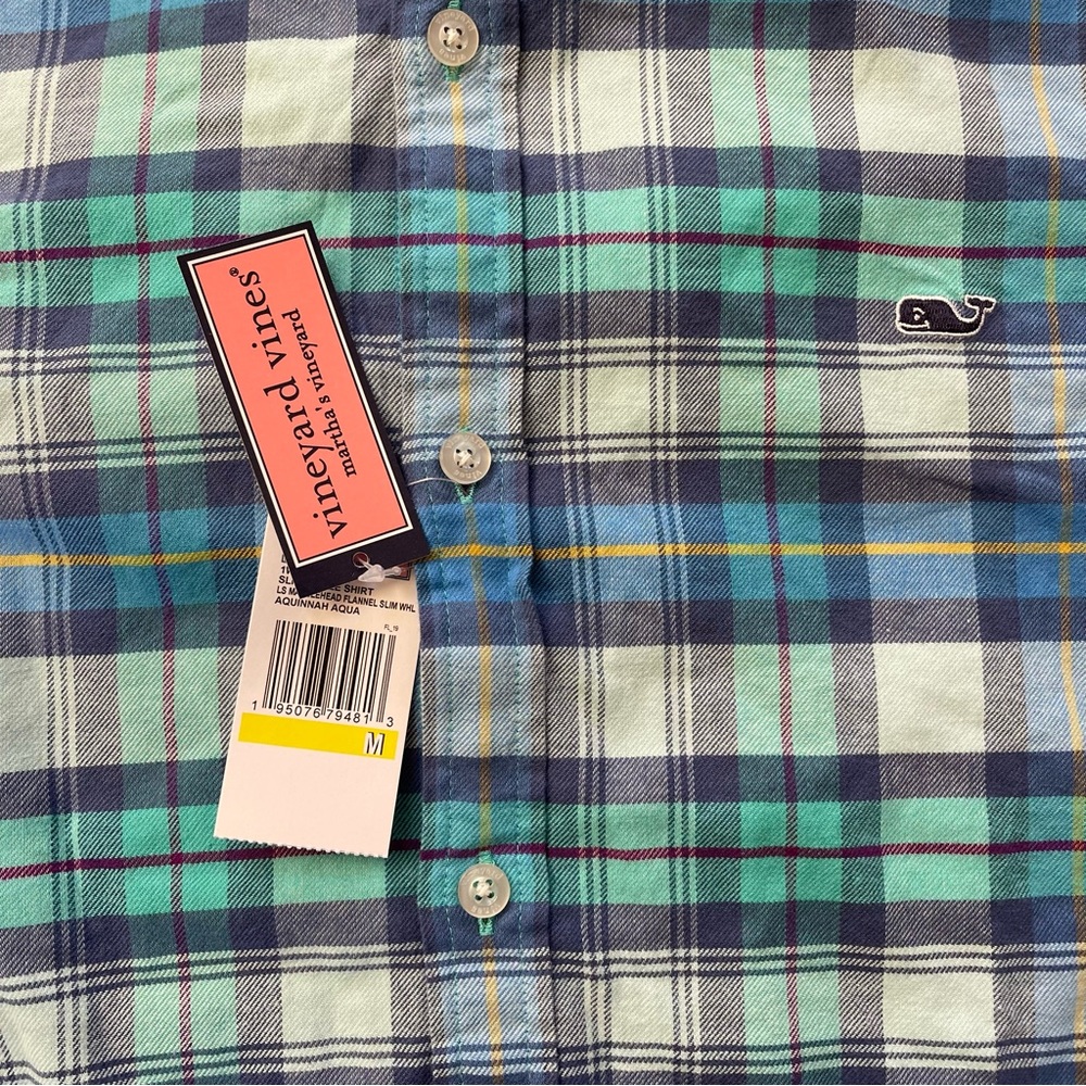 Vineyard Vines Men’s Slim Fit Flannel Whale Shirt Size Medium - Picture 4 of 6